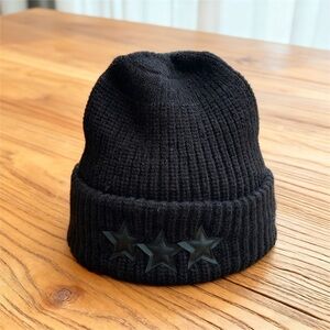 AMIRI Black Knit Beanie with Star Accents
